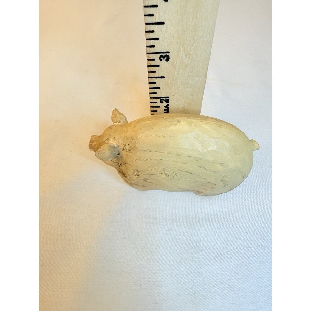 Primitive Folk Art Wooden Pig Figurine Farmhouse Country Decor - Picture 9 of 10